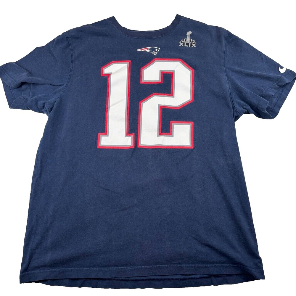 Nike T-Shirt Men's XL Navy England Patriots American Football Team Tom Brady #12